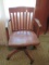 Vintage Maple Slat Back Desk Arm Chair