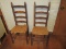 Early Pair Pine Ladder Back Chairs w/ Woven Native Hardwood Splint Seats