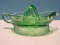 Depression Glass Green Uranium Glass Handled Juicer Reamer w/ Spout