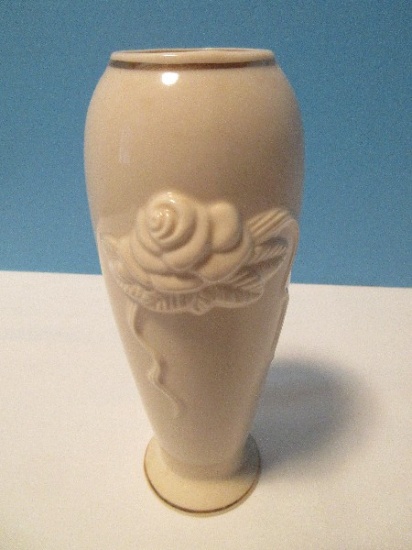 Lenox China Rosebud Collection Vase Cream Sculptured Roses Design Giftware Rose Bloom