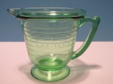 Vintage T&S Handmaid Green Uranium Glass Footed Measuring 2 Cup