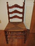 French Country Style Maple Ladder Back Chair w/ Rush Seat