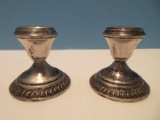 Pair - Sterling Silver Weighted Base Single 2 1/2