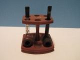 Decatur Industries Inc. Walnut Pipe Stand w/ 2 Pipes