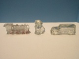 3 Vintage Pressed Glass Figural Candy Containers 3