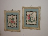 Pair - Vintage Turner Wall Accessory Décor Botanical Floral Rose Bouquet