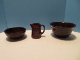 3 Pieces - Marcrest Stoneware Daisey & Dot Solid Brown Glaze 5 3/4