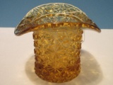 Fenton Amber Daisy & Button Pattern Top Hat Topper