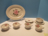 9 Pieces - Theodore Haviland China Regents Park Rose Pattern Oval Serving Platter 14 1/8