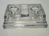 Heavy Glass Desk Ink Well Pen Rest base