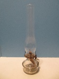 Pressed Glass Chamber Oil Lamp w/ Chimney