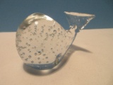 Figural Whale Art Glass Paperweight Control Bubbles Design