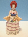 Occupied Japan Maiden Figurine Holding Baskets Bud Vase