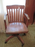 Vintage Maple Slat Back Desk Arm Chair