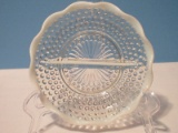 Depression Glass Anchor Hocking Moonstone Clear Opalescent Hobnail Pattern 2 Part Relish
