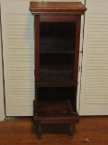 Charming Curio Cabinet Base Shelf on Ring Turned Legs w/ Side Lock & Key