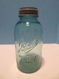 Ball Perfect Mason #4 Blue Glass Canning Jar w/ Ball Zinc Cap Lid