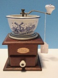 Mr. Dudley International Coffee Grinder Porcelain Blue/White Dutch Windmill Scene