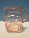 Anchor Hocking Pink Depression Glass Mayfair Pattern Open Rose Design 37oz Pitcher