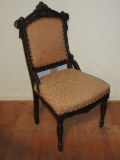 Exquisite Walnut East Lake Style Victorian Era Design Parlor Chair on Front Wood Casters