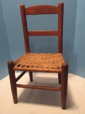 Vintage Child's Oak Ladder Back Chair w/ Woven Native Hardwood Splint Seat