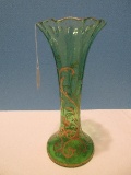 Hand Blown Victorian Style Green 11 1/2