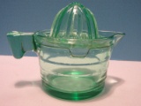 Depression Glass U.S. Glass Green Uranium 2 Cup Glass Measuring Cup w/ Insert Juicer Reamer