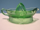 Depression Glass Green Uranium Glass Handled Juicer Reamer w/ Spout