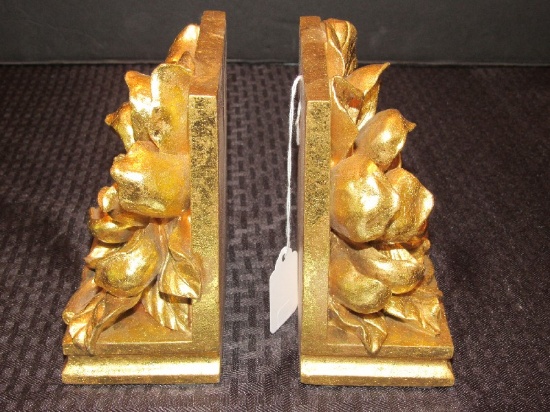 Pair - Gilted Floral Design Bookends
