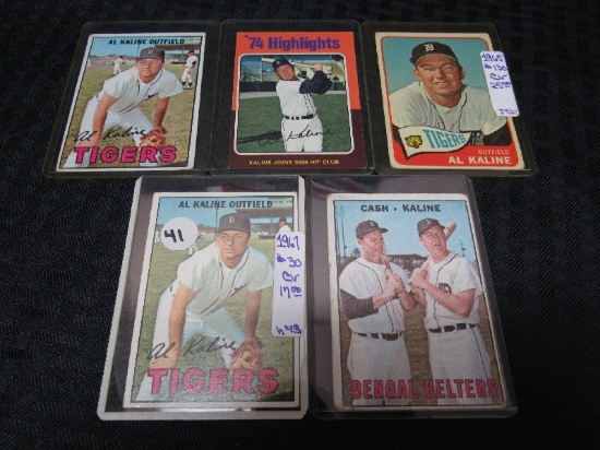5 Vintage Al Kaline Topps Baseball Cards