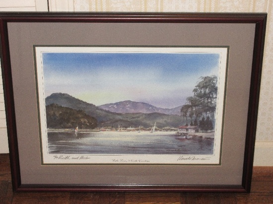 Titled "Lake Lure, North Carolina" Artist Signed Renate Monetu w/ Personal Inscription Print