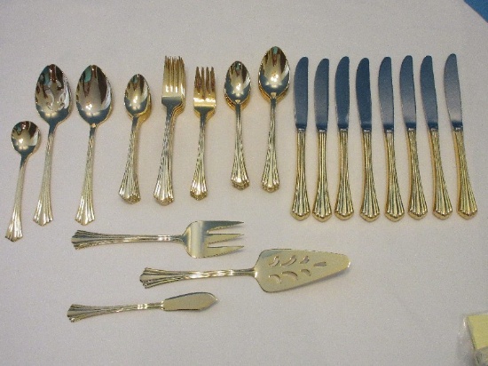 54 Pieces - 1847 Rogers Brothers International Silver Golden Flair Pattern Flatware