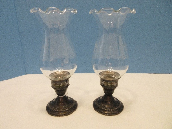 Vintage Pair - N.S. Co. = National Silver Co. Sterling Silver Single Weighted Base Candlesticks