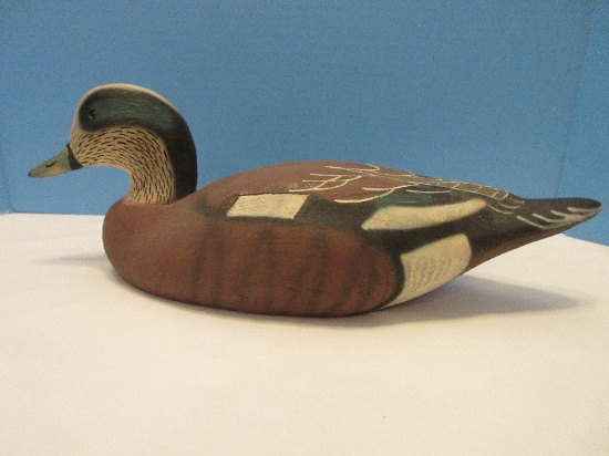 Carved Wooden Figural Duck Decoy Mallard Hand Painted Features