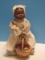 Black Americana Collectible Porcelain Doll w/ Basket on Stand