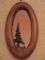 Unique Pine Oval Wall Accent Framed Mirror Carved Tree Signed Wiz '86