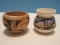 2 Native American Pottery Small Vessels Hand Painted 1 Signed Navajo 2 3/4