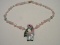 Vintage Lee Sands Flamingo Necklace Inlaid Abalone Czech Glass Rose Quartz Beads