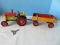 Litho Tin Awesome Schylling Tractor & Trailer Features Clockwork Wind-Up Motor