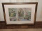 Exquisite Needlepoint Cross Stitch Porch & Landscape Scene in Antiqued Gilded Frame/Matt