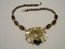 Vintage Lee Sands Lion Head Inlay Pendant Tiger Eye Beaded Necklace