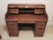 Stately Traditional Executive Roll Top Desk w/ Fitted Interior Compartments, Lock Key