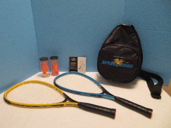 Too Cool Sharper Image Speed Bird Yellow/Blue Speedminton Racquets, 6 Speeder Birdies