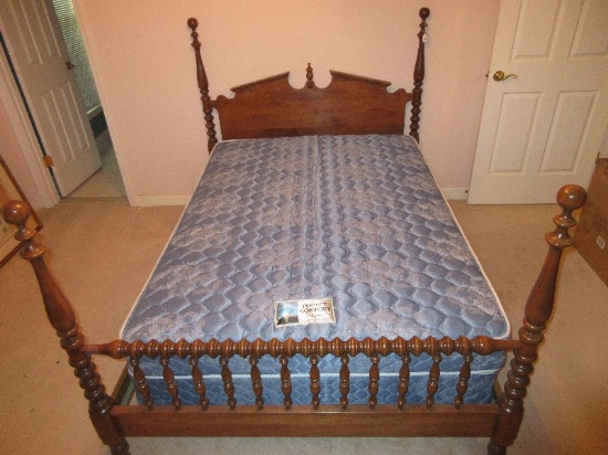 Ethan Allen Furniture Maple Colonial American Style Low 4 Poster Full Size Bed
