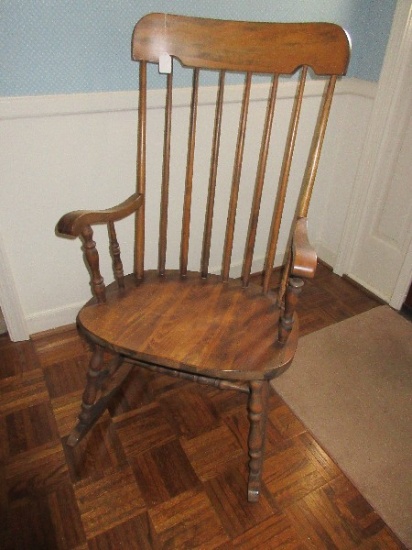 Early American Style Spindle High Back Rocker Ring Turned Legs/Stretcher