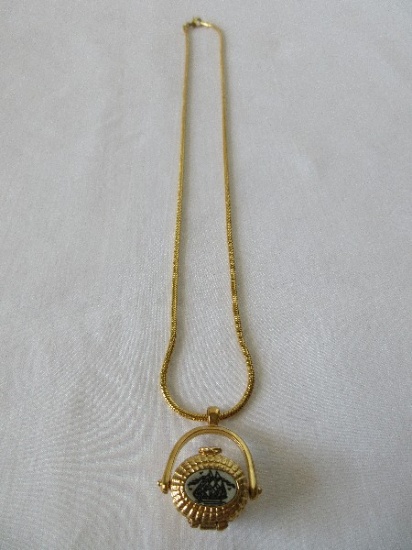 Gold Tone Snake Chain w/ Unique Mini-Nantucket Basket Purse Charm Pendant