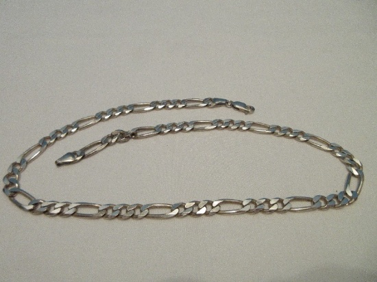 Stamped Italy 925 = Sterling Silver Figaro Link Chain Necklace