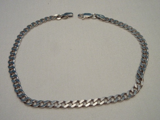 Stamped Italy 925 = Sterling Silver Curb Chain Bracelet