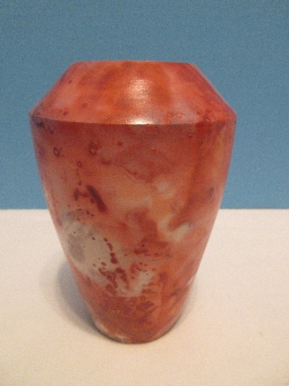 Deb Bridges Pottery 2009 Marbleized Glaze Finish Cupped 6" Vase
