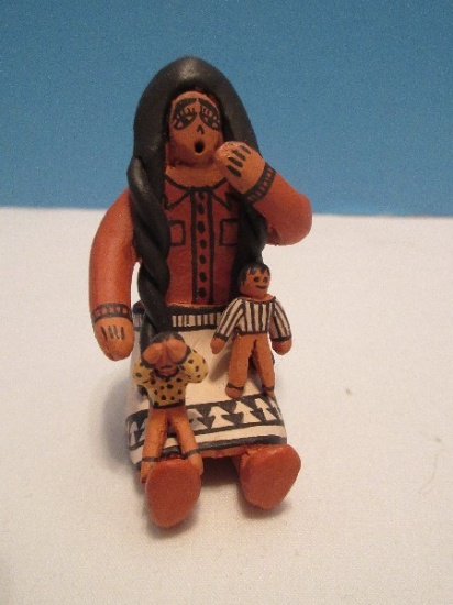 Highly Detailed Native American Storyteller 2 1/4" Figurine Pottery